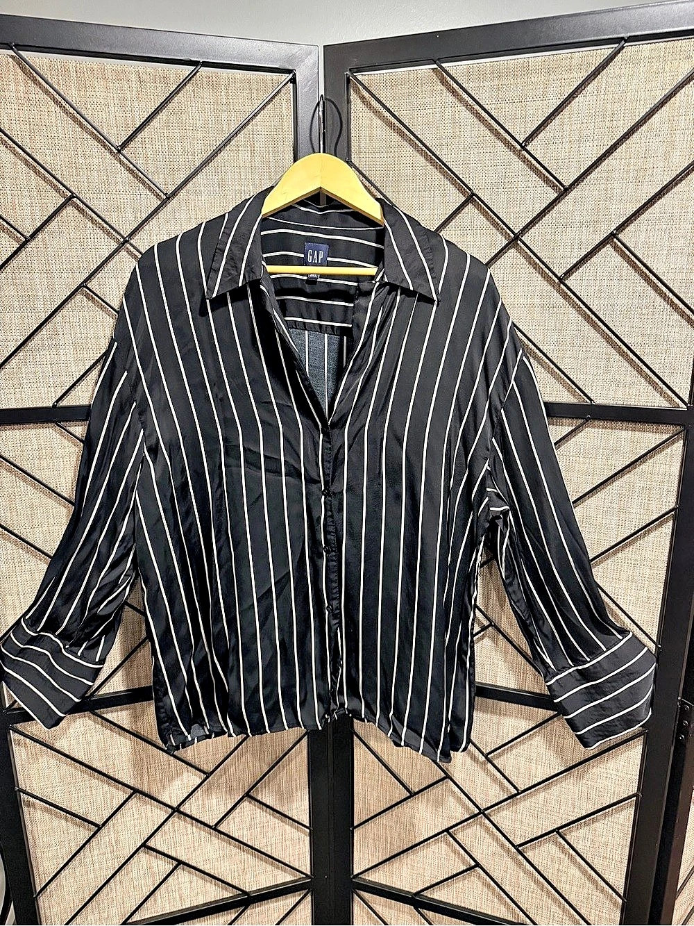 GAP Striped Blouse in Black & White Size XL